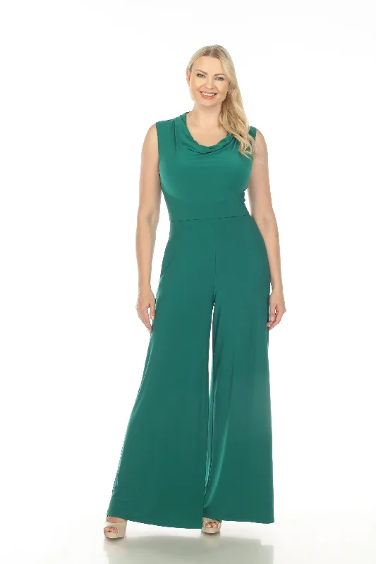 sleeveless pink dress -Joseph Ribkoff True Emerald Green Cowl Neck Sleeveless Wide-Leg Jumpsuit 233727