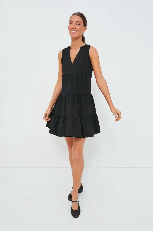 sleeveless festive dress -Black Crepe Sleeveless Kenzo Dress