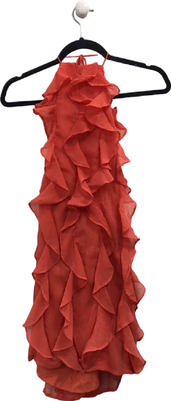 sleeveless smocked dress -Pretty Lavish Red Ruffled Sleeveless Dress UK 6