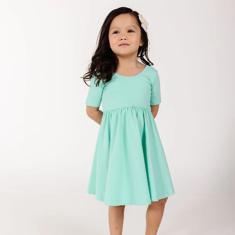 short sleeve crisscross dress -The Short Sleeve Ballet Dress in Aquamarine