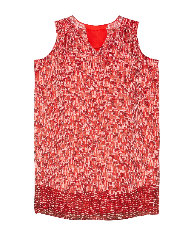 sleeveless daisy print dress -Wilson Sleeveless Sheath Dress | Orange / Red