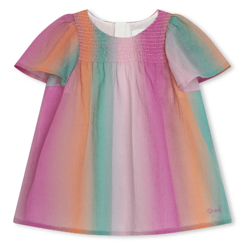 short sleeve trendy boho dress -Multicoloured Short Sleeved Baby Dress