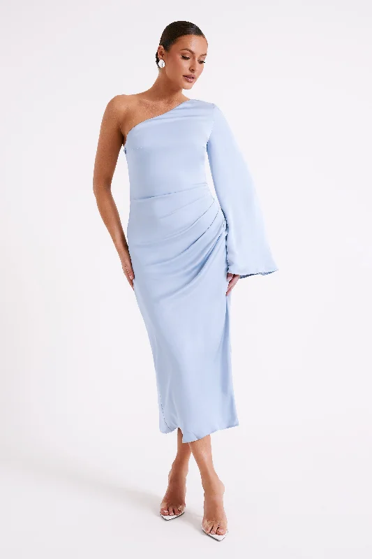 Women's maxi dress muted sage -Nyomi One Shoulder Maxi Dress - Ice Blue