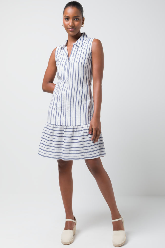 sleeveless breezy dress -Belted Sleeveless Tiered Dress White