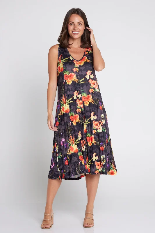 sleeveless feminine touch dress -Stella Sleeveless Print Dress - Tropical