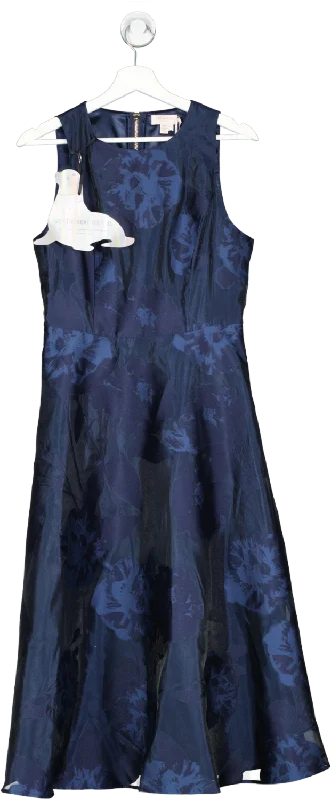 sleeveless dramatic dress -Ted Baker Blue Sleeveless Burnout Ballet Dress UK 12