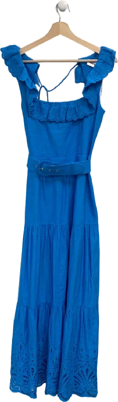 sleeveless round neck dress -Rebecca Vallance Blue Ruffled Sleeveless Dress UK 8