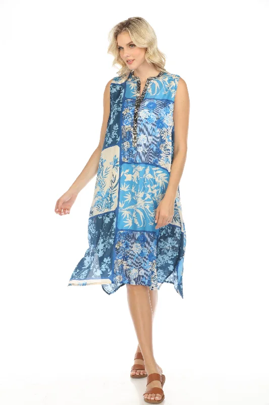 sleeveless floral print dress -Johnny Was Sareth Floral Silk Sleeveless Dress C33324A4 Boho Chic