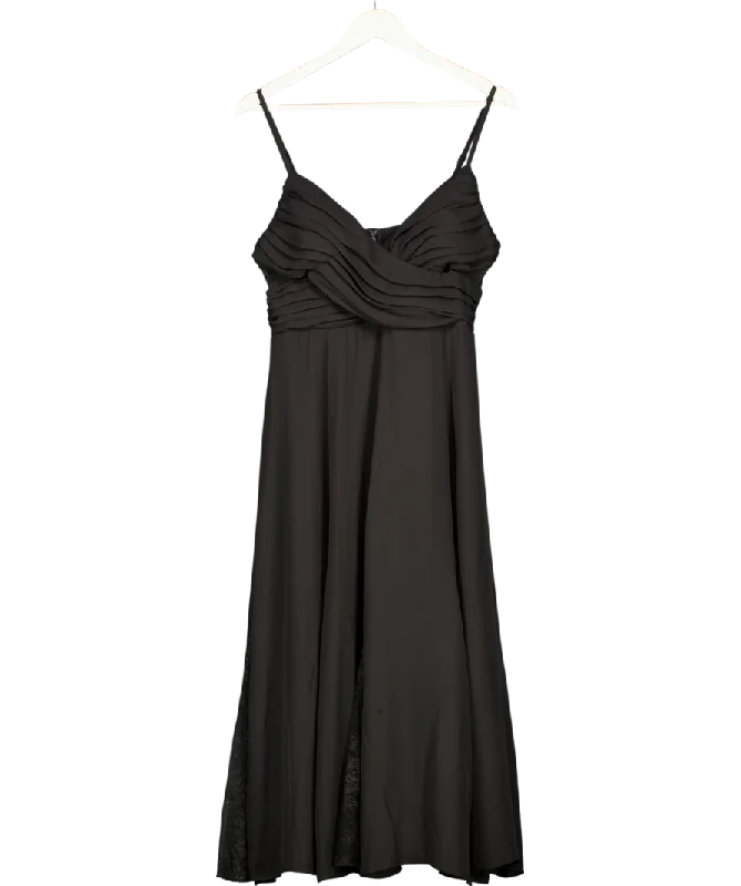 sleeveless dramatic silhouette dress -Layered With Love Black Midnight In Paris V-neck Sleeveless Dress UK M