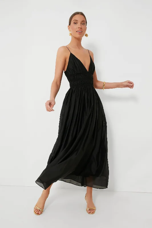 sleeveless ruffle dress -Black Sleeveless V-Neck Maxi Dress