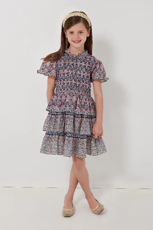 short sleeve boho dress -Parker Print Short Sleeve Smocked Dress