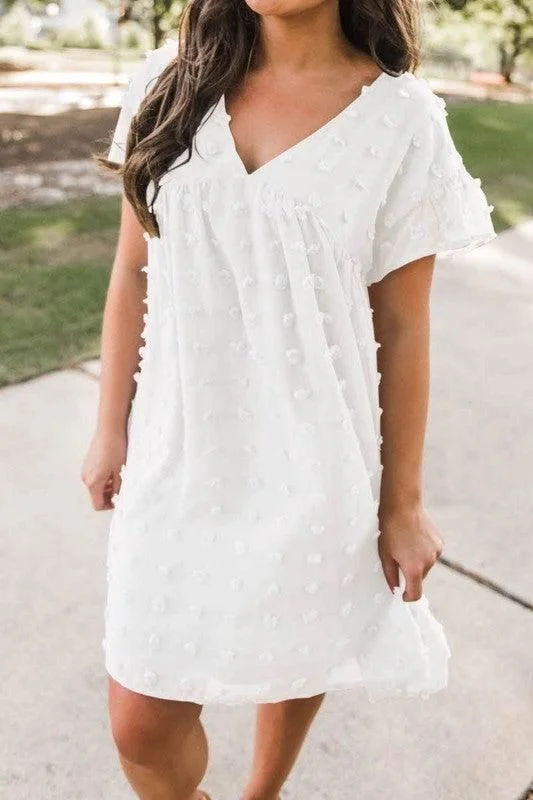 short sleeve asymmetrical wrap dress -LOOSE V NECK SHORT SLEEVED CASUAL DRESS