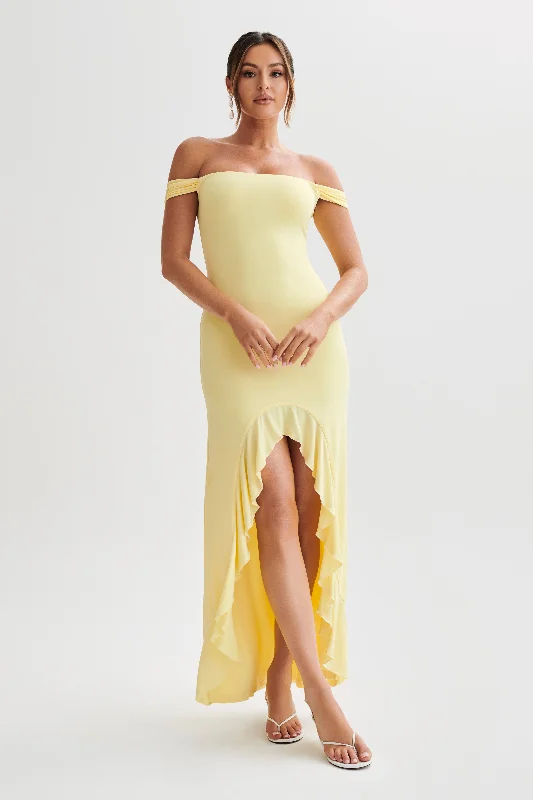 Women's maxi dress soft lilac -Eisley Slinky Off Shoulder Maxi Dress - Yellow