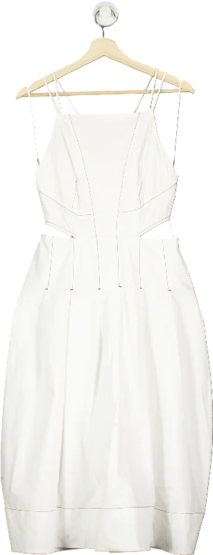 sleeveless lightweight vacation dress -Anthropologie White Sleeveless Cutout Dress UK 10