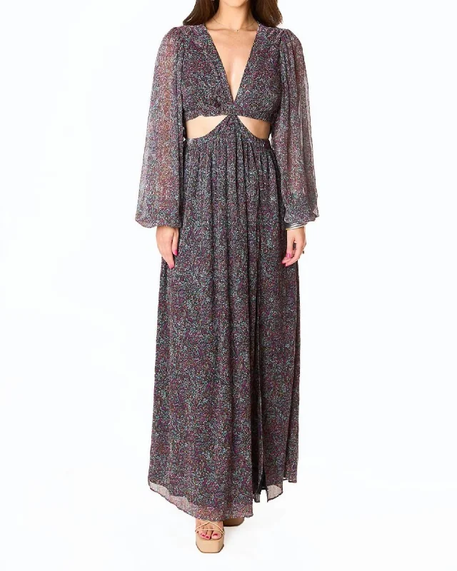 Women's maxi dress summer stripe -Yvonne Long Sleeve Maxi Dress In Ozark | Ozark