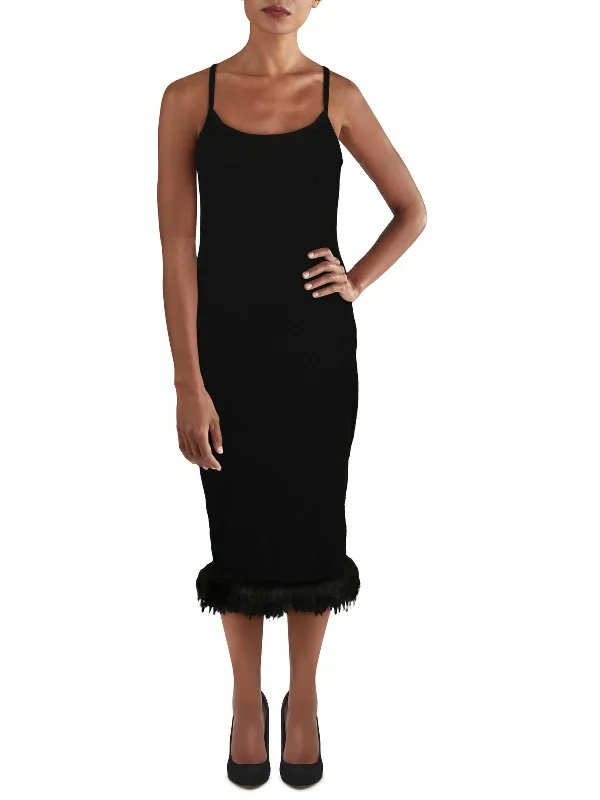 sleeveless long dress -Womens Sleeveless Mid-Calf Sweaterdress