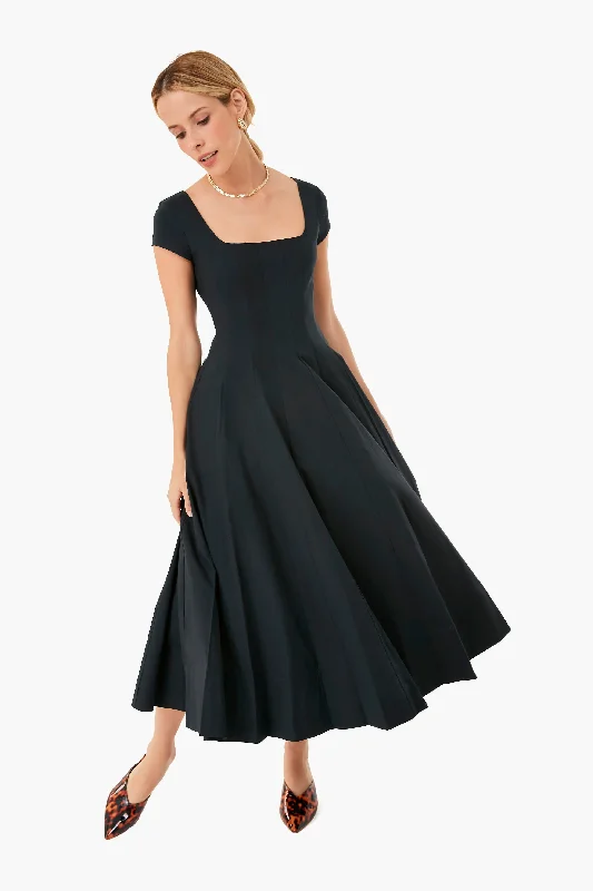 short sleeve high-low dress -Black Short Sleeve Wells Dress