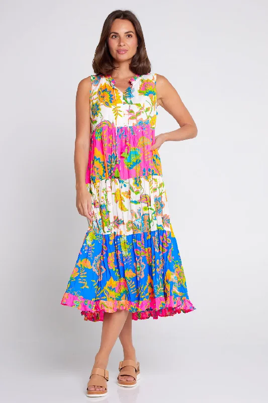 sleeveless party dress -Le Monre Sleeveless Dress - Fluro Floral Print