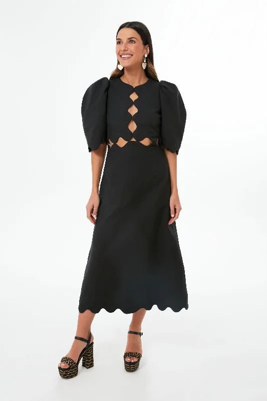 short sleeve formal dress -Black Leona Short Sleeve Dress