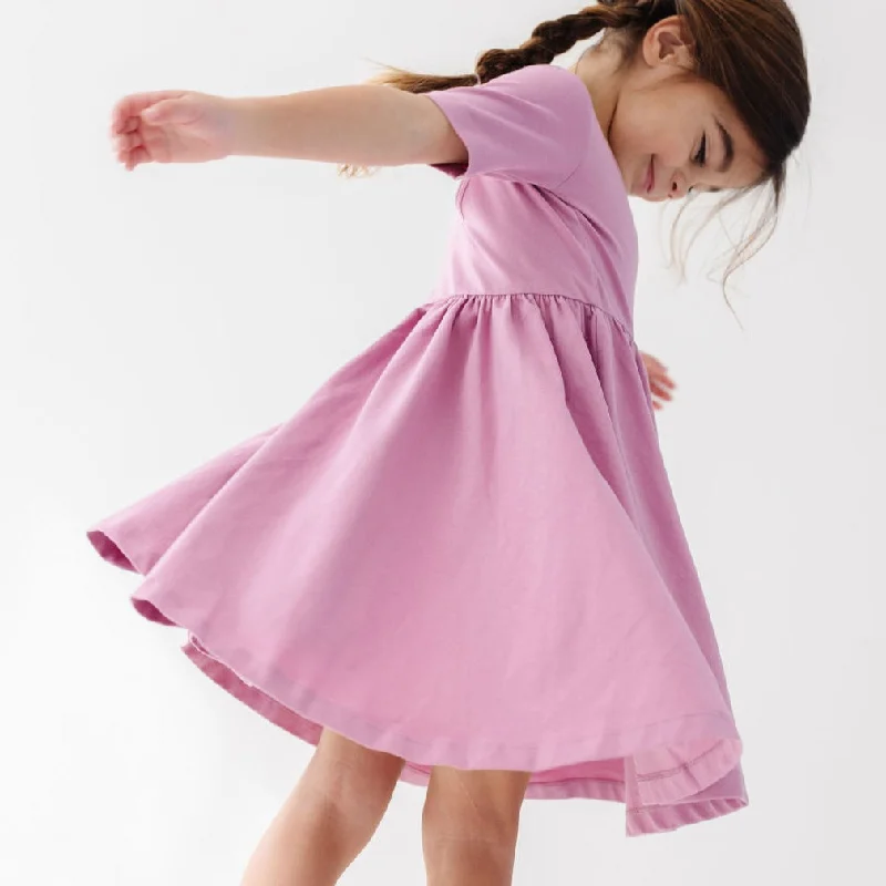 short sleeve draped cowl neck dress -The Short Sleeve Ballet Dress in Orchid