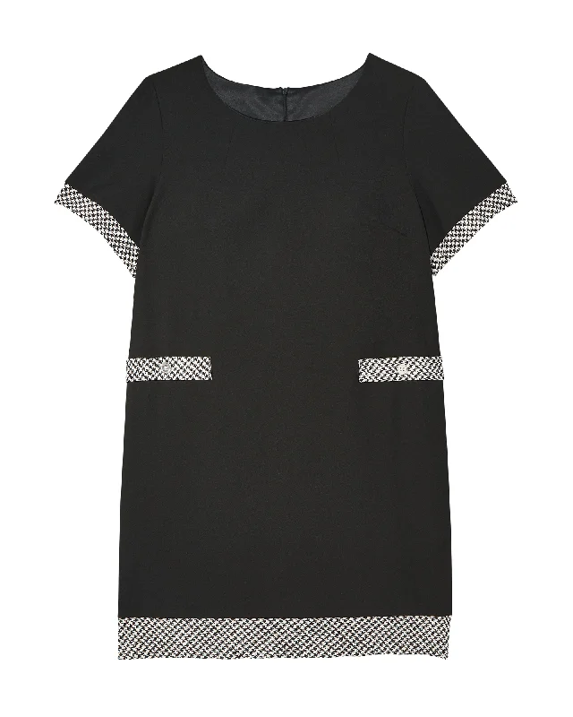 short sleeve smocked dress -Elmira Short Sleeve Dress | Black / White