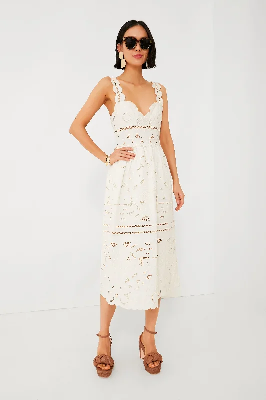 sleeveless layered dress -White Blaire Eyelet Sleeveless Dress