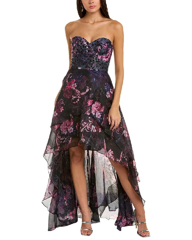 sleeveless belted dress -Marchesa Notte Sleeveless Floral Gown