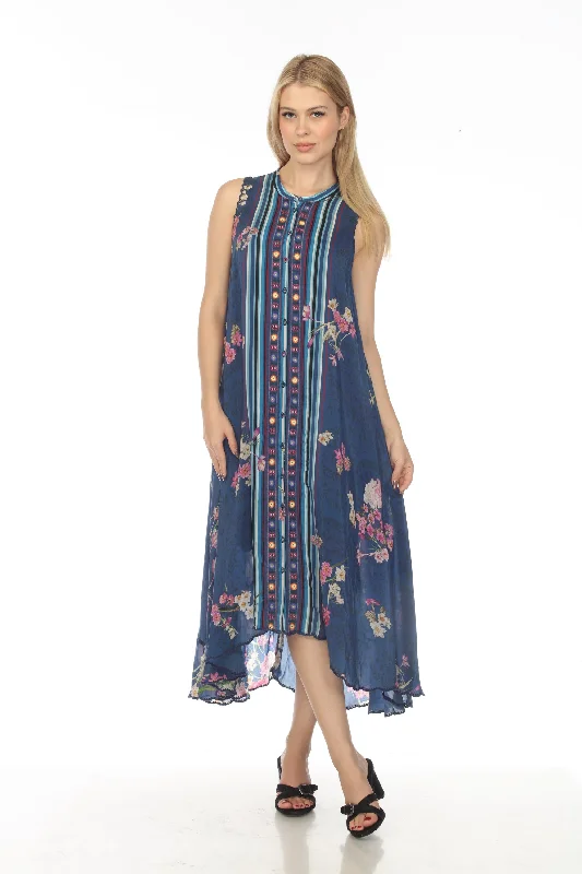 sleeveless fitted midi dress -Johnny Was Willowa Kirra Floral Sleeveless Slip Dress Boho Chic C39422A3