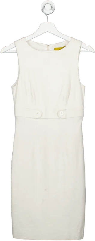 sleeveless comfortable maternity dress -Nicole Miller Cream Sleeveless Dress With Button Detailing UK 6