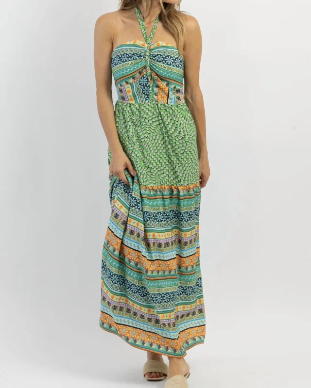 Women's maxi dress gala glamour -Kahuna Halter Maxi Dress In Green | Green