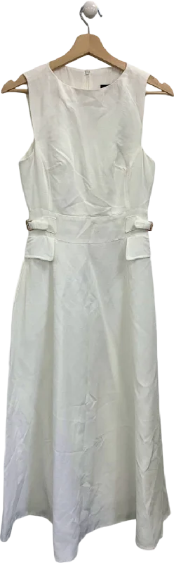 sleeveless collared dress -Karen Millen White Sleeveless Belted Dress UK 6