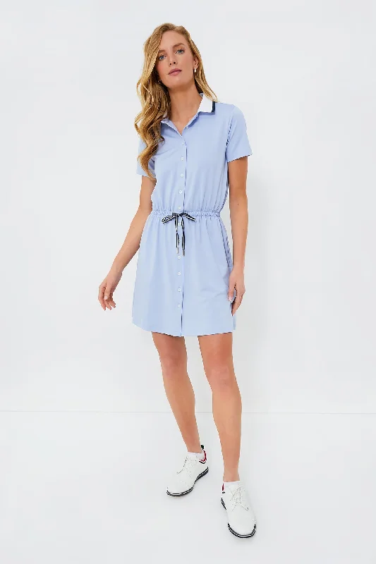 short sleeve party dress -Light Blue Short Sleeve Alcott Golf Dress