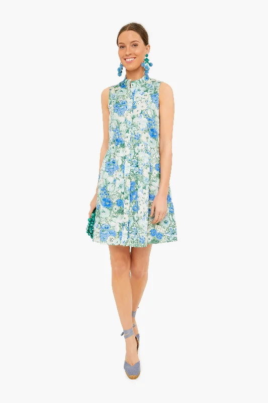 sleeveless round neck dress -Jardin De Fleurs Sleeveless Royal Shirt Dress