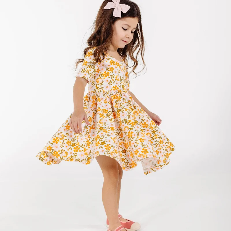 short sleeve glitter dress -The Short Sleeve Ballet Dress in Blossom Bash