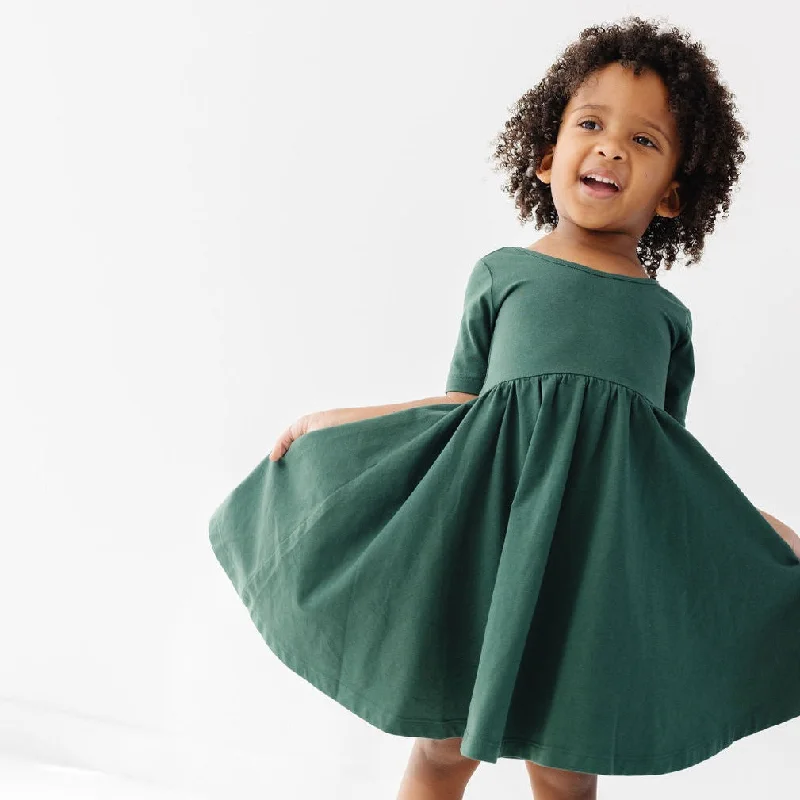 short sleeve high-neck dress -The Short Sleeve Ballet Dress in Forest