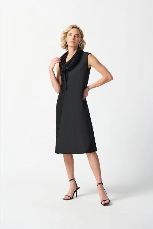 sleeveless belted dress -Joseph Ribkoff Cowl Neck Sleeveless Cocoon Dress 242067