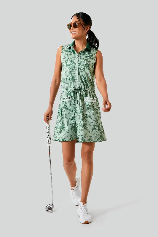 sleeveless velvet dress -Green Bouquet Sleeveless Alcott Golf Dress