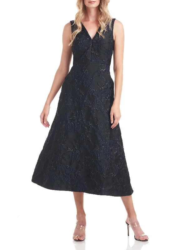 sleeveless tiered dress -Womens Shimmer Sleeveless Evening Dress