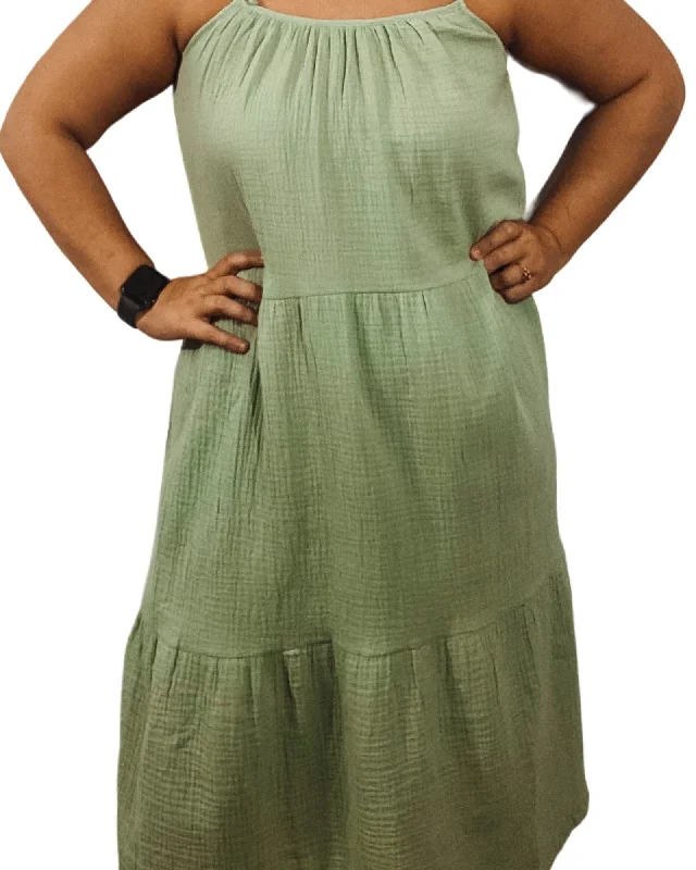 Women's maxi dress elegant fringe -On My Way Maxi Dress In Sage Green | Sage Green