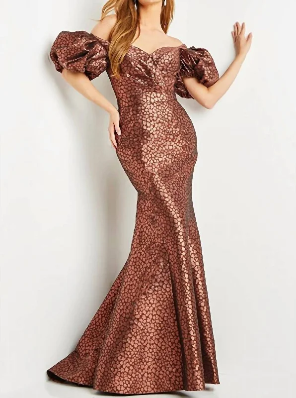 short sleeve Y2K dress -Sweetheart Neck Short Sleeve Dress In Bronze