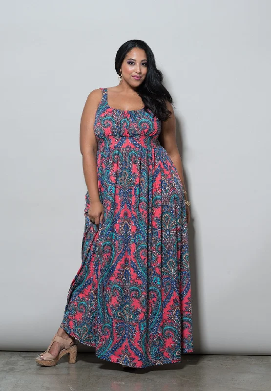 Women's maxi dress lightweight cotton -Paisley Maxi Dress