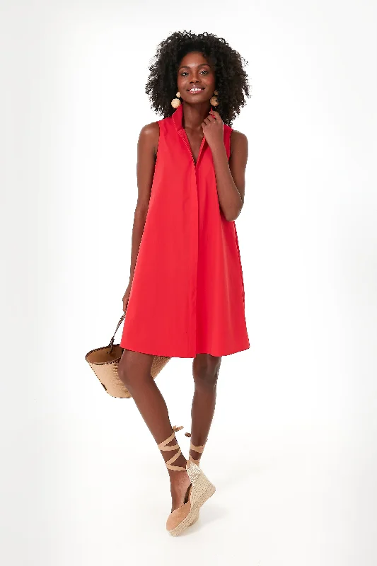 sleeveless belted dress -Poppy Red Sleeveless Charlie Dress