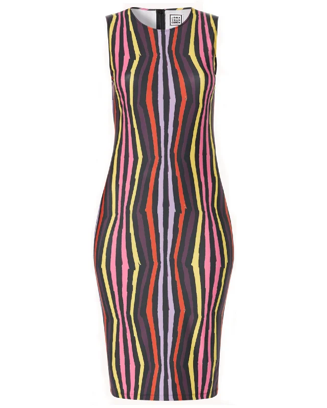 sleeveless mini dress -Rainbow Stripe Sleeveless Dress | Rainbow Stripe