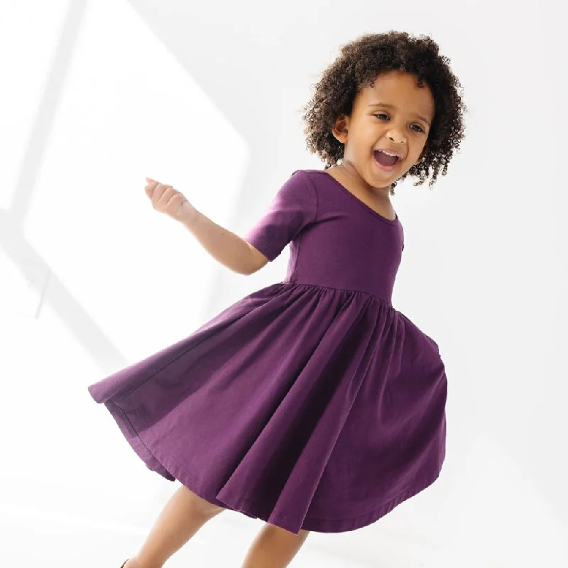 short sleeve turtleneck dress -The Short Sleeve Ballet Dress in Plum