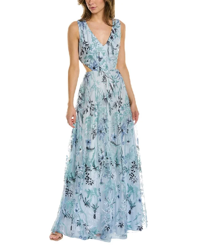 sleeveless ruffle dress -Marchesa Notte Sleeveless Gown