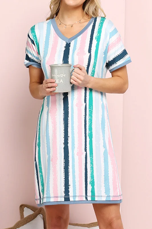 short sleeve summer dress -V-NECK SHORT SLEEVE SLEEPWEAR DRESS