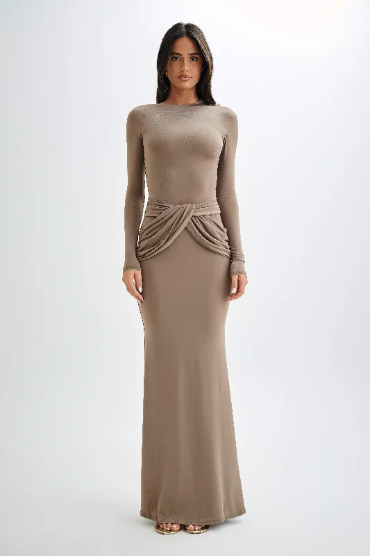 Women's maxi dress evening chic -Halcyon Long Sleeve Slinky Maxi Dress - Coco