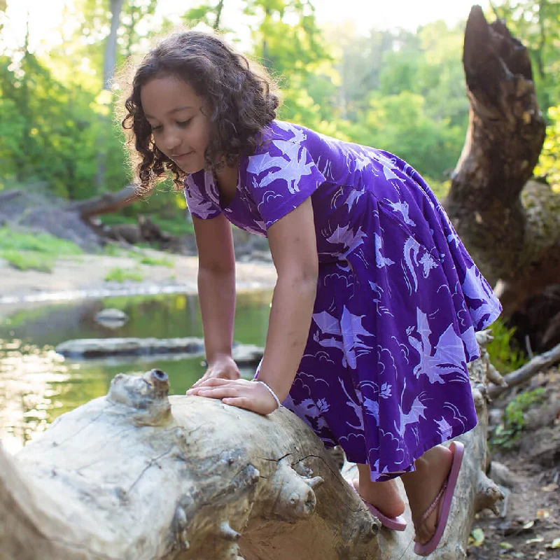 short sleeve bubble dress -"Purple Reign" Dragons Short Sleeve Super Twirler Play Dress with Pockets