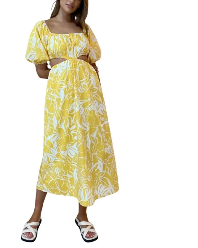 Women's maxi dress breezy plaid -Shalia Maxi Dress In El Marsa Floral Print Marigold | El Marsa Floral Print Marigold