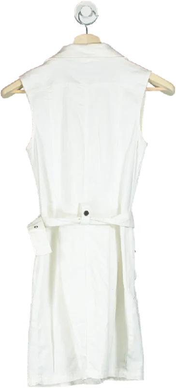 sleeveless elegant dress -H&M White Sleeveless Belted Dress UK 4